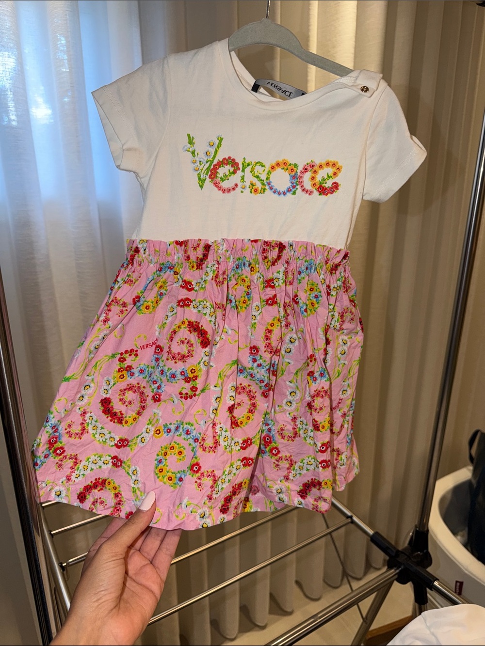 Versace Cream Knit Polo Top with Gold Medallion